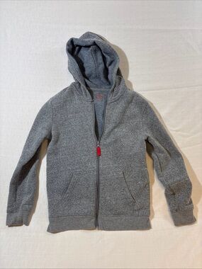 Cat & Jack Heather Gray Kids Zip Hoodie with Red Zipper Pull Boys M 8-10